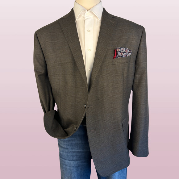 Chaps Other - CHAPS Mens Blazer Sport Coat Jacket 52R Brown/Blue Two Button Jacket Sport Coat